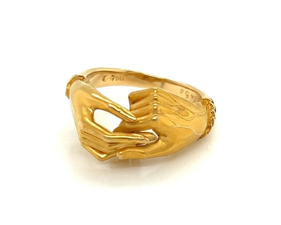 Carrera y Carrera Sculptural Hand Ring 18k Yellow Gold Emerald Accents 5.5 (1 of 11)