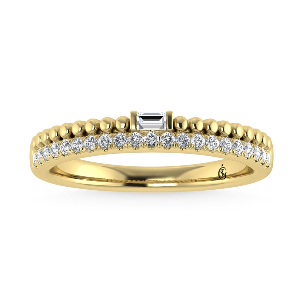 14K Yellow Gold Diamond 1/6 Ct.Tw. Stackable Band: 14K Yellow Gold Diamond 1/6 Ct.Tw. Stackable Band 14k Yellow Gold Stone Color: G-h Stone Clarity: Si2 Each ring is presented in standard size 6.5. Complimentary resizing is available between sizes 510