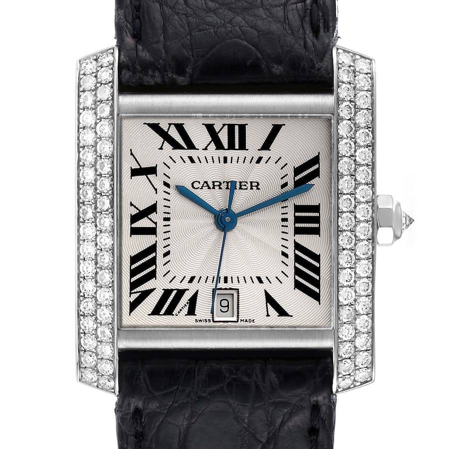 Cartier Tank Francaise Large 2366 Silver Roman Dial Leather Band (1 of 6)