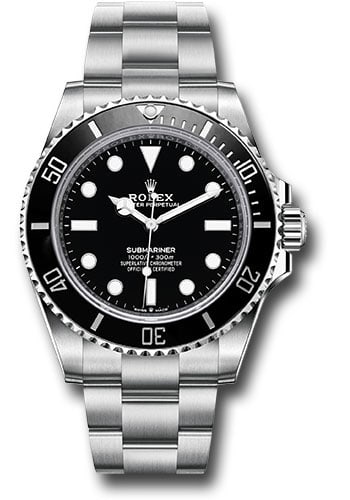 Rolex 124060 Submariner No-Date Mens Watch Black Dial Oyster Bracelet: Rolex 124060 Submariner No-Date Mens Watch Black Dial Oyster Bracelet Rolex Submariner No-Date wristwatch featuring a black dial, rotating ceramic bezel, and Oyster bracelet. This men's watch is ident