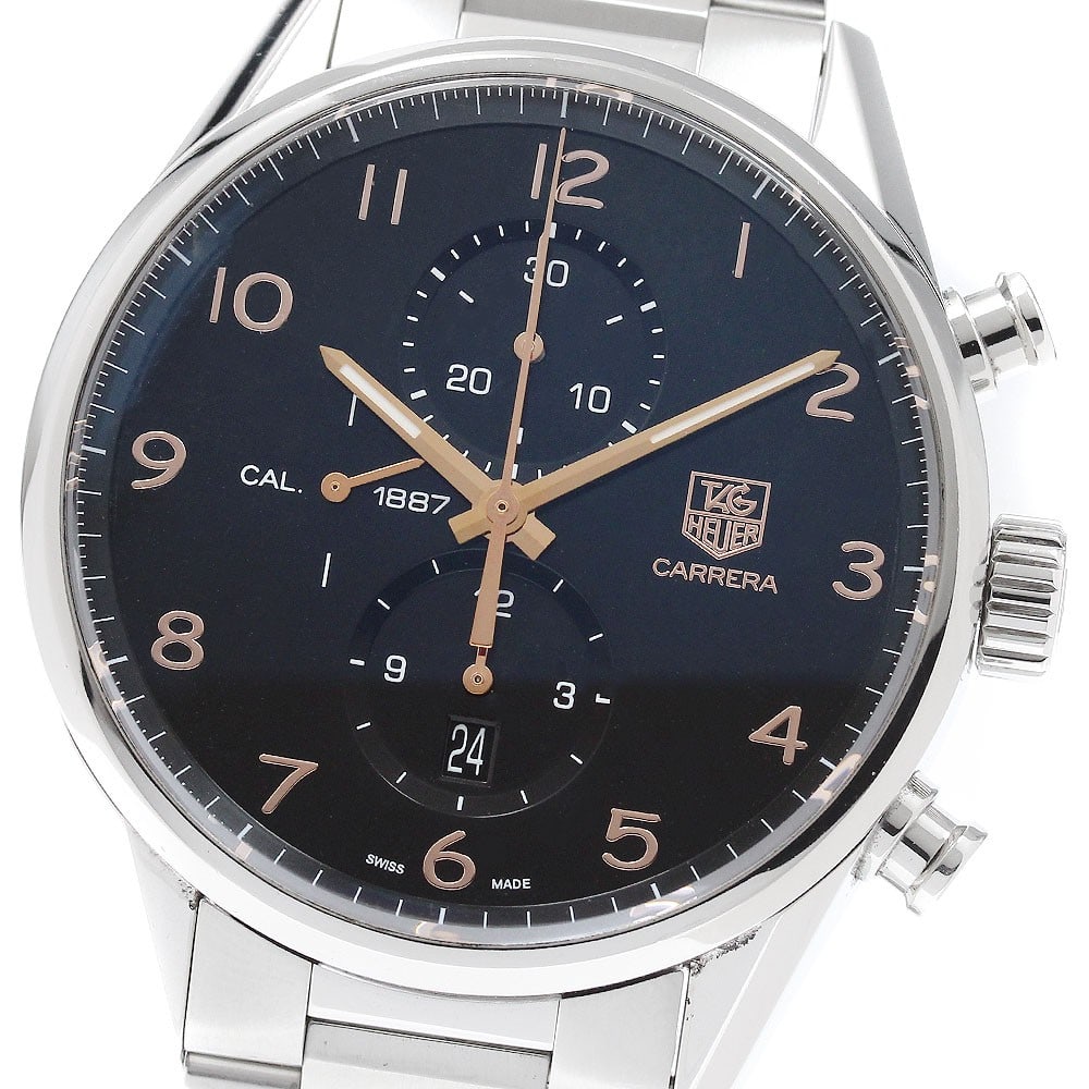 TAG Heuer Carrera Caliber 1887 Automatic Chronograph Watch CAR2014.BA0799: TAG Heuer Carrera Caliber 1887 Automatic Chronograph Watch CAR2014.BA0799 TAG Heuer Carrera Caliber 1887 Chronograph Date Automatic men's wristwatch, reference CAR2014.BA0799. It features a black dial