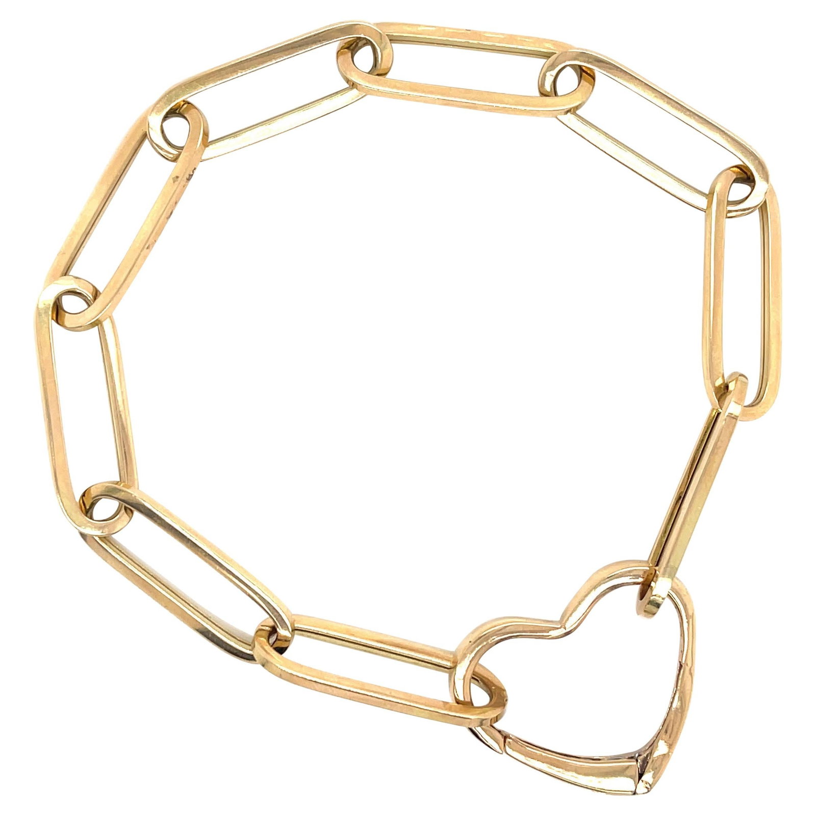 Harbor Diamonds 14K Yellow Gold Paperclip Heart Clasp Bracelet Italy 7.5in: Harbor Diamonds 14K Yellow Gold Paperclip Heart Clasp Bracelet Italy 7.5in This exquisite 14 karat yellow gold bracelet features a contemporary paperclip link design, elegantly finished with a