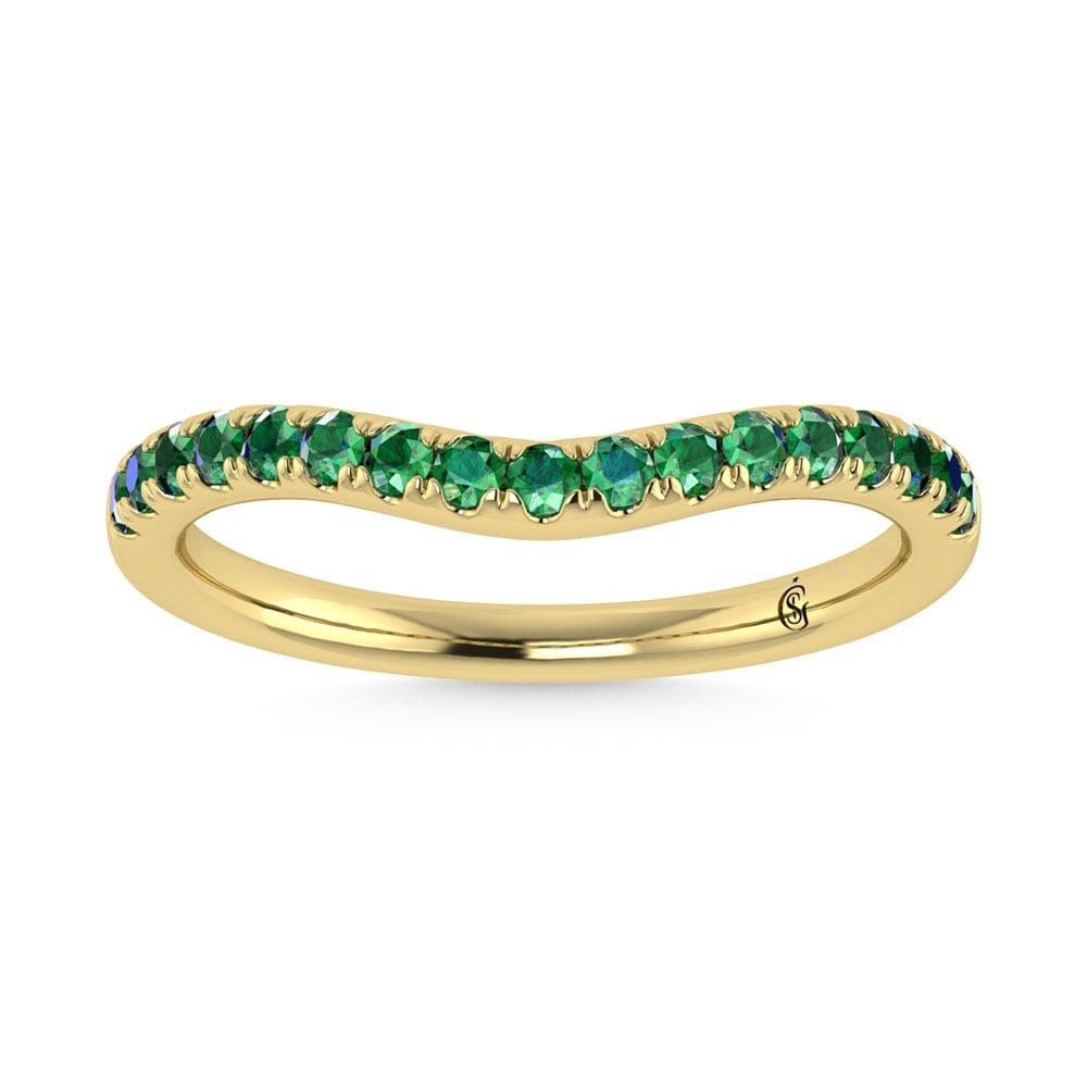 14K Yellow Gold Emerald 1/3 Ct.Tw. Curve Band: 14K Yellow Gold Emerald 1/3 Ct.Tw. Curve Band 14k Yellow Gold Stone Color: G-h Stone Clarity: I1 Each ring is presented in standard size 6.5. Complimentary resizing is available between sizes 510 (in 
