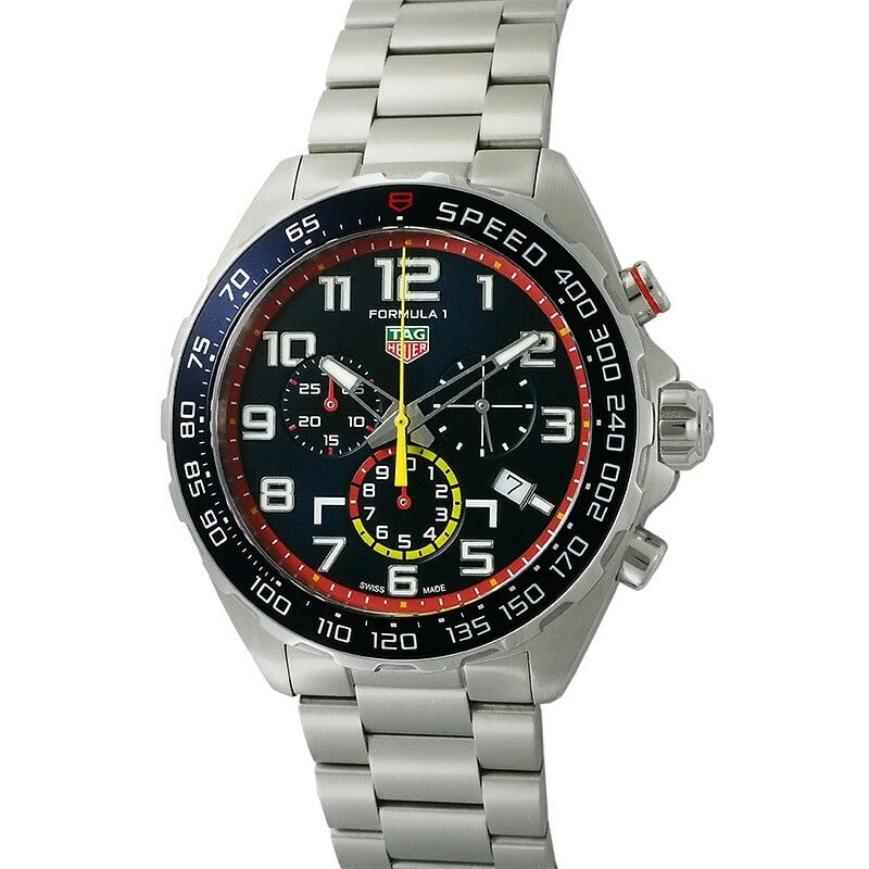 TAG Heuer CAZ101AL Formula 1 Red Bull Racing Chronograph Watch: TAG Heuer CAZ101AL Formula 1 Red Bull Racing Chronograph Watch Pre-owned TAG Heuer Formula 1 Chronograph Red Bull Racing men's wristwatch with a stainless steel case and bracelet. This quartz model fe