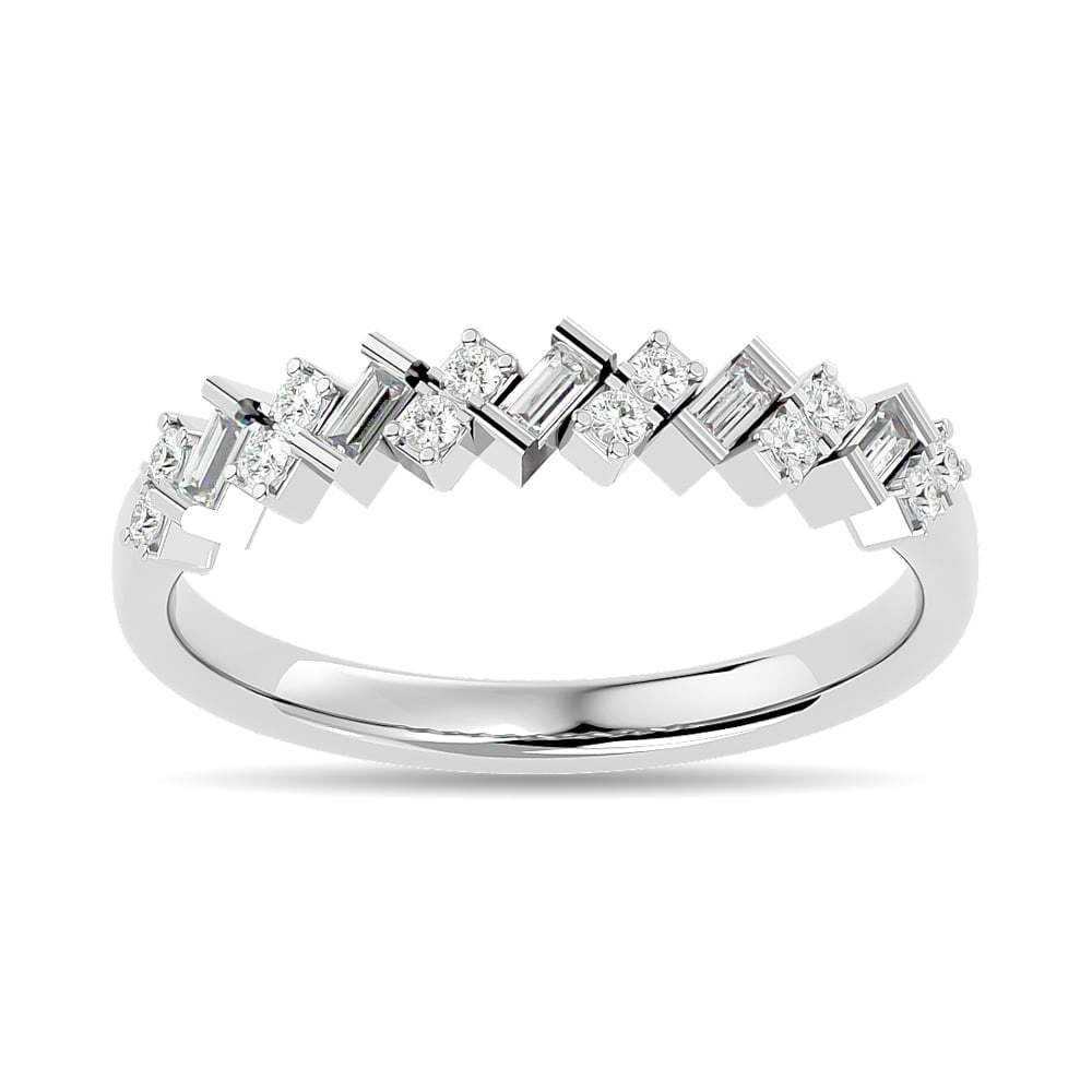 Diamond 1/5 Ct.tw Stackable Ring in 14K White Gold: Diamond 1/5 Ct.tw Stackable Ring in 14K White Gold 14k White Gold Stone Color: Gh Stone Clarity: Si2 Each ring is presented in standard size 6.5. Complimentary resizing is available between sizes 510 