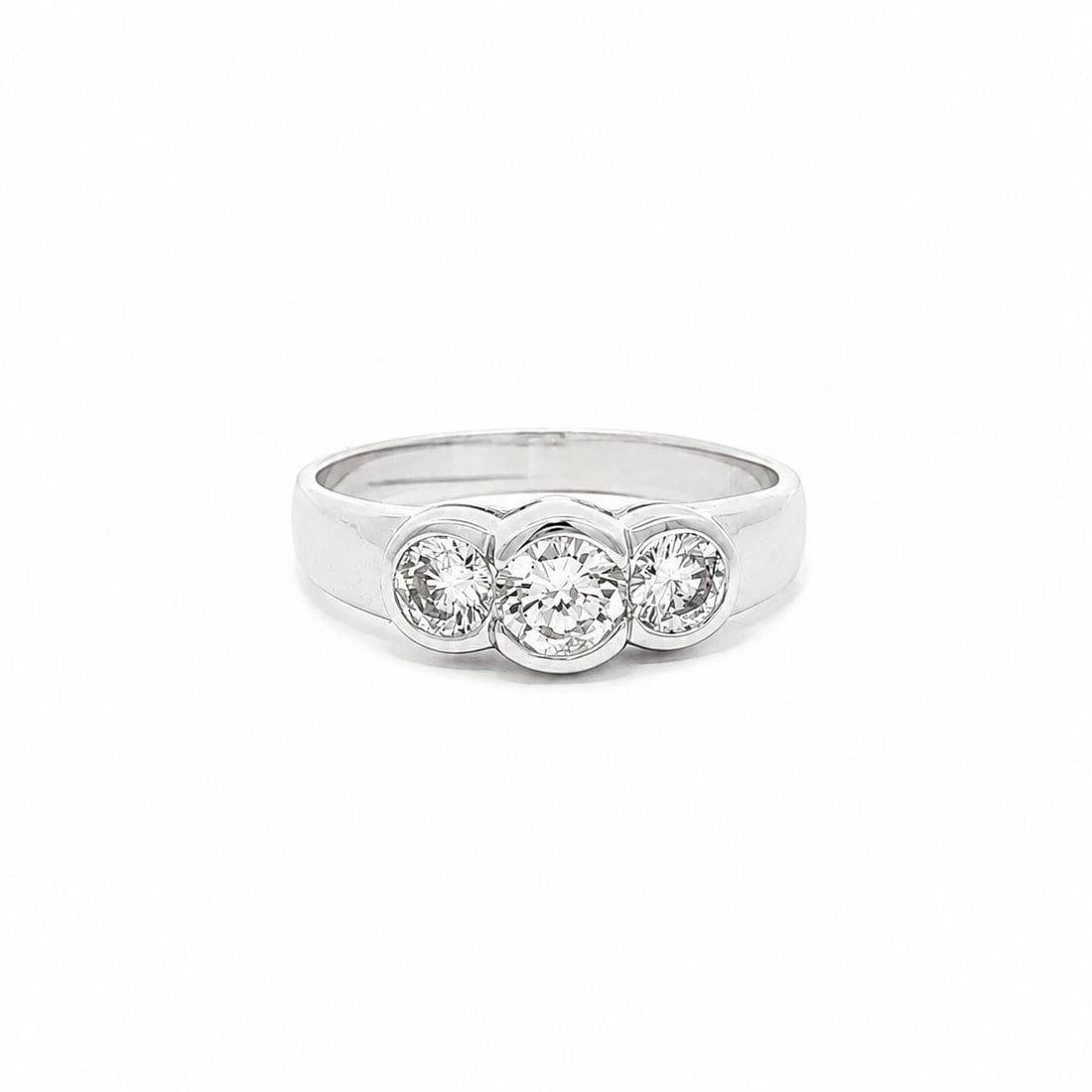 Unbranded 14k White Gold 3 Diamond Cocktail Ring 0.72ctw Bezel Set (1 of 13)