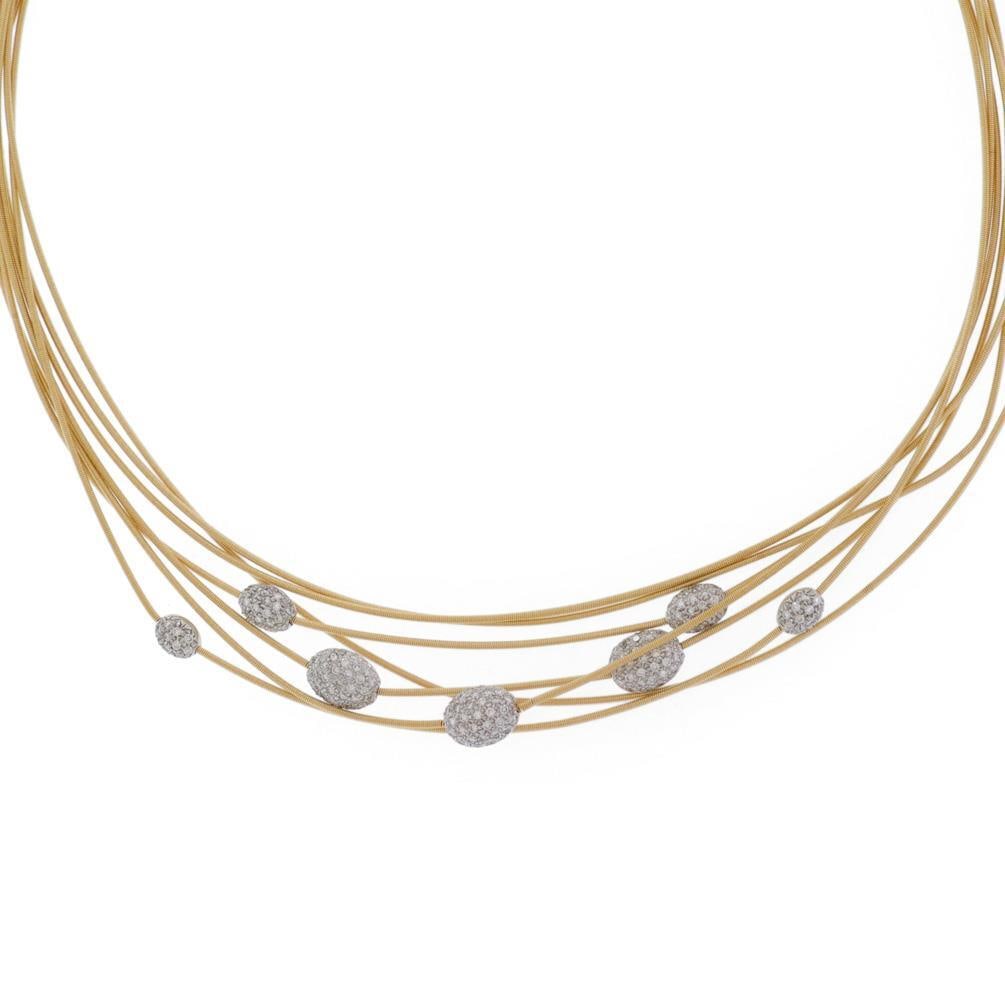 Marco Bicego Cairo Necklace 2ct Diamonds 18k Gold 7 Strand Choker: Marco Bicego Cairo Necklace 2ct Diamonds 18k Gold 7 Strand Choker Elevate your style with this stunning Marco Bicego Cairo Necklace, a masterpiece from the renowned Cairo Collection. This elegant piec