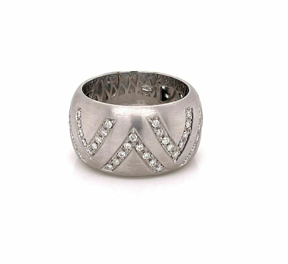 Damiani Wide Dome Band Ring 18k White Gold Diamond Size 7 (1 of 9)