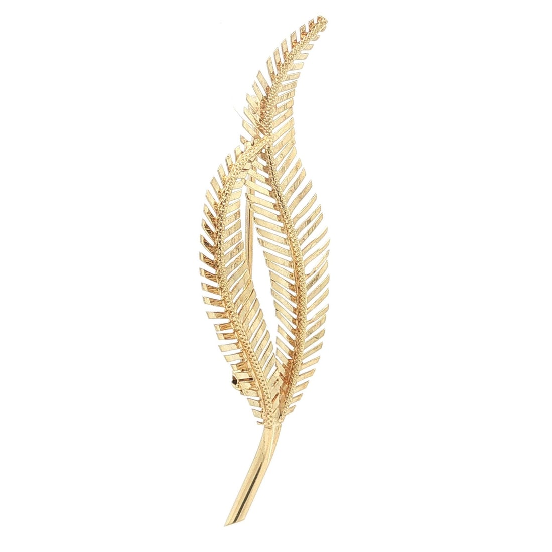 Unbranded 14k Yellow Gold Fern Leaf Brooch Pin Handmade Italy: Unbranded 14k Yellow Gold Fern Leaf Brooch Pin Handmade Italy Handmade in Italy, this solid 14k yellow gold brooch features a cutout fern leaf design with a pin backing and rotating closure. It is a p