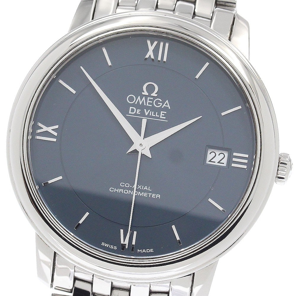 OMEGA De Ville Prestige 424.10.37.20.03.001 men's date wristwatch: OMEGA De Ville Prestige 424.10.37.20.03.001 men's date wristwatch Pre-owned OMEGA De Ville Prestige wristwatch with automatic movement and date display. This men's watch features a navy dial and stain