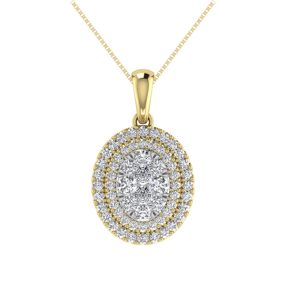 Diamond 3/4 Ct.Tw. Fashion Pendant in 14K Yellow Gold: Diamond 3/4 Ct.Tw. Fashion Pendant in 14K Yellow Gold 14k Yellow Gold Stone Color: G-h Stone Clarity: I1 Unless otherwise specified, pendants that include a chain are paired with our standard 18-inch 