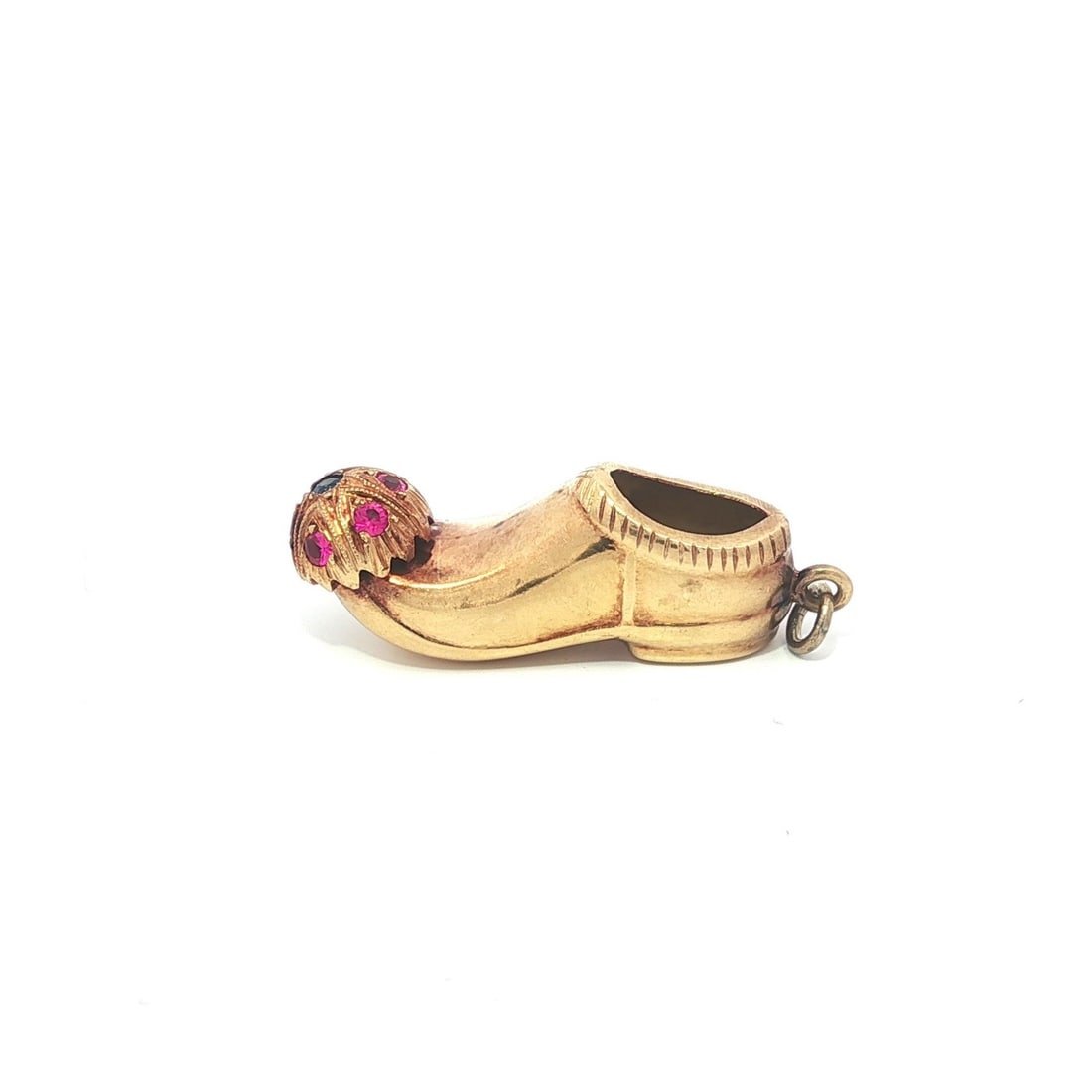 Genie Shoe Charm Pendant in 17-18k Yellow Gold With Red and Blue Stones (1 of 7)