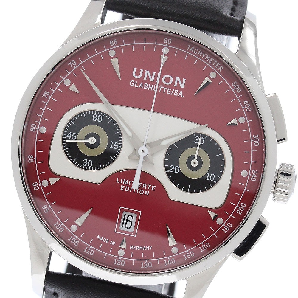 Union Glashutte Noramis Automatic Chronograph Mens Watch D008.427A: Union Glashutte Noramis Automatic Chronograph Mens Watch D008.427A Pre-owned UNION GLASHUTTE Noramis chronograph automatic men's wristwatch from Germany. It features a stainless steel case, red dial, 