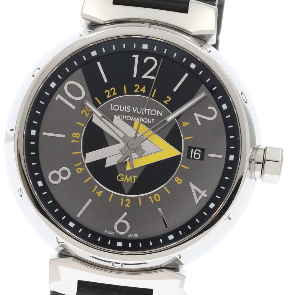 Louis Vuitton Tambour GMT Q1D31 mens automatic stainless steel watch (1 of 7)