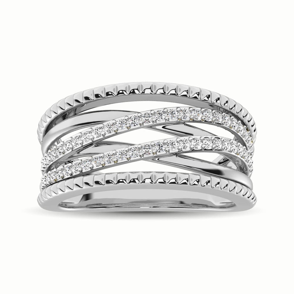 14K White Gold 1/3 Ct.Tw. Diamond Fashion Ring: 14K White Gold 1/3 Ct.Tw. Diamond Fashion Ring This stunning ring is available in 14K White Gold. There are 46 round diamonds with a total carat weight of 1/3 Ct.Tw. set in a Prong setting. 14k White 