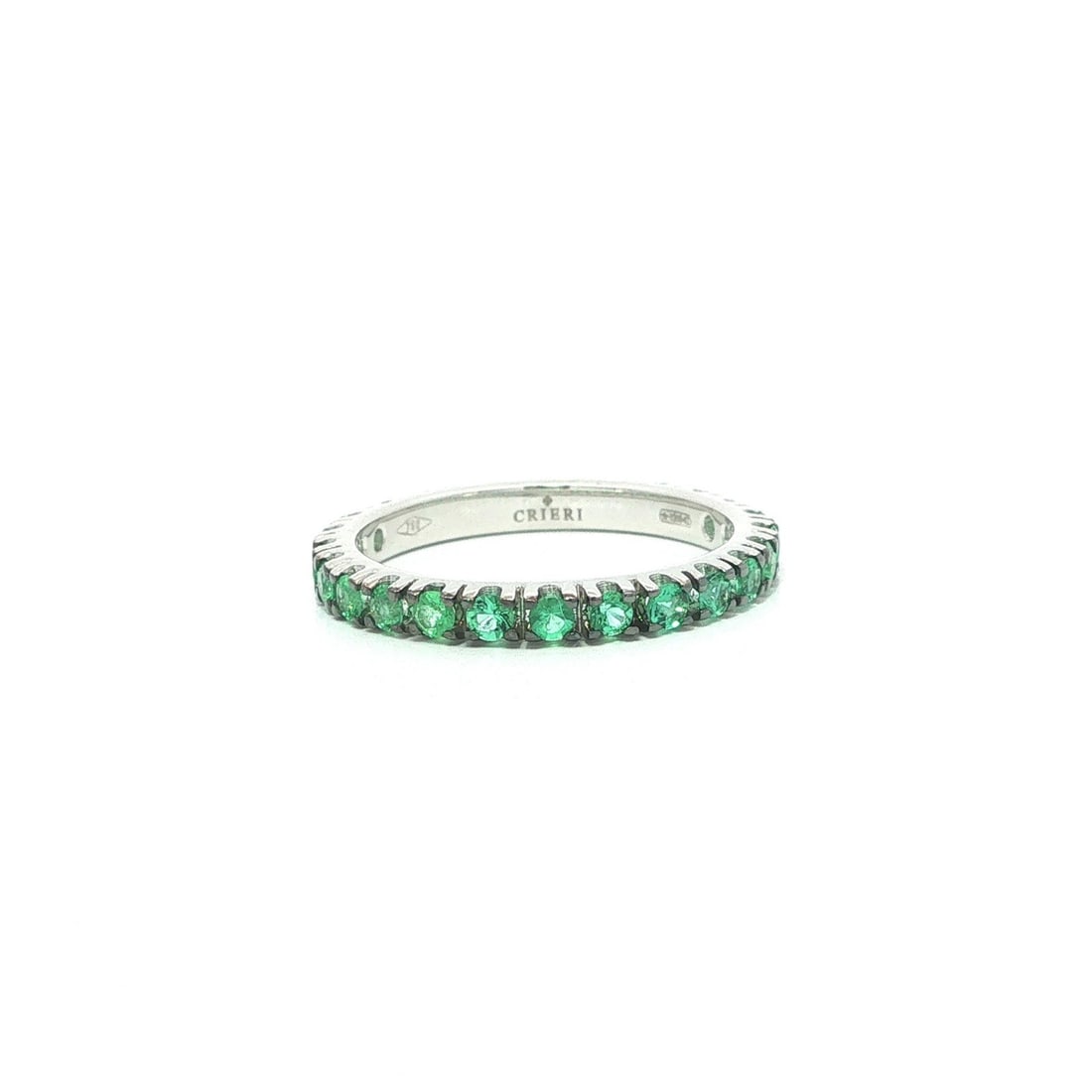 Unbranded 18k White Gold Emerald Eternity Band Ring Black Rhodium Size 6.5 (1 of 5)