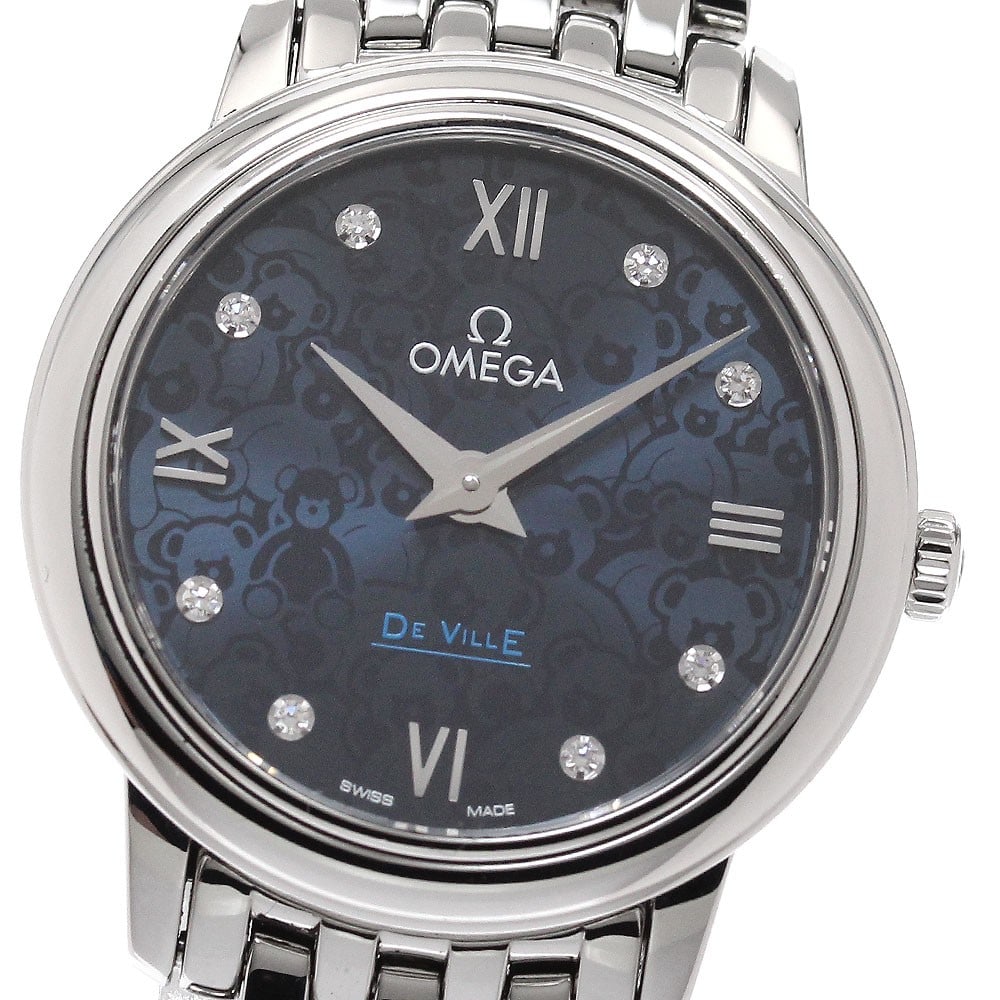 OMEGA De Ville Prestige Orbis womens quartz watch ref 424.10.27.60.53.003: OMEGA De Ville Prestige Orbis womens quartz watch ref 424.10.27.60.53.003 Pre-owned OMEGA De Ville Prestige Orbis women's wristwatch with a quartz movement and navy dial. This stainless steel watch sh