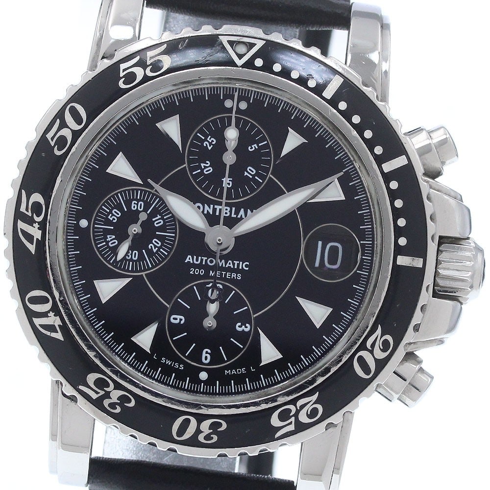Montblanc Meisterstuck 7034 Mens Chronograph Wristwatch aftermarket strap: Montblanc Meisterstuck 7034 Mens Chronograph Wristwatch aftermarket strap Montblanc Meisterstuck men's wristwatch, model 7034, with an automatic movement and black dial. It features date, chronograph,