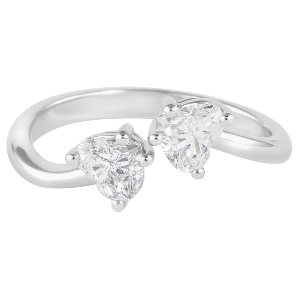 0.91ct Heart Diamond Toi Et Moi Ring in 18k White Gold: 0.91ct Heart Diamond Toi Et Moi Ring in 18k White Gold Presenting a stunning 0.91 ct Heart Shape Diamond Toi Et Moi Ring crafted in 18k white gold. This contemporary piece features two heart-shaped di