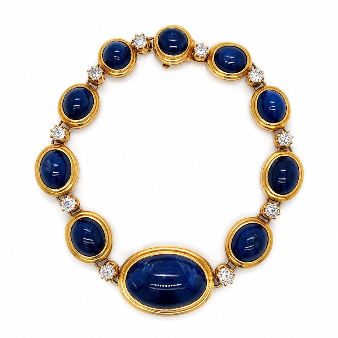 18K Yellow Gold Bracelet with Sapphires and Diamonds by Lombard Geneva (1 of 6)