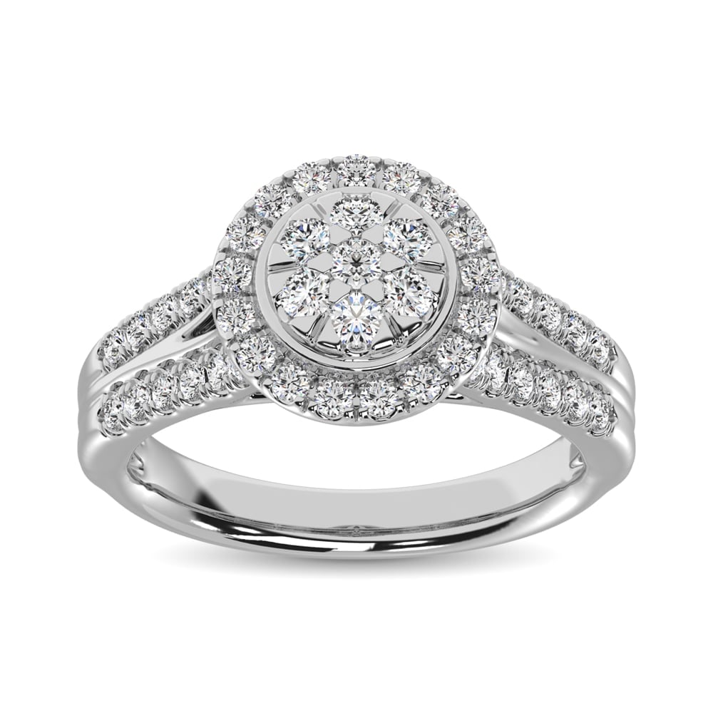 Diamond 1 Ct.Tw. Round Shape Engagement Ring in 10K White Gold: Diamond 1 Ct.Tw. Round Shape Engagement Ring in 10K White Gold 10k White Gold Stone Color: G-h Stone Clarity: I1 Each ring is presented in standard size 6.5. Complimentary resizing is available betwee
