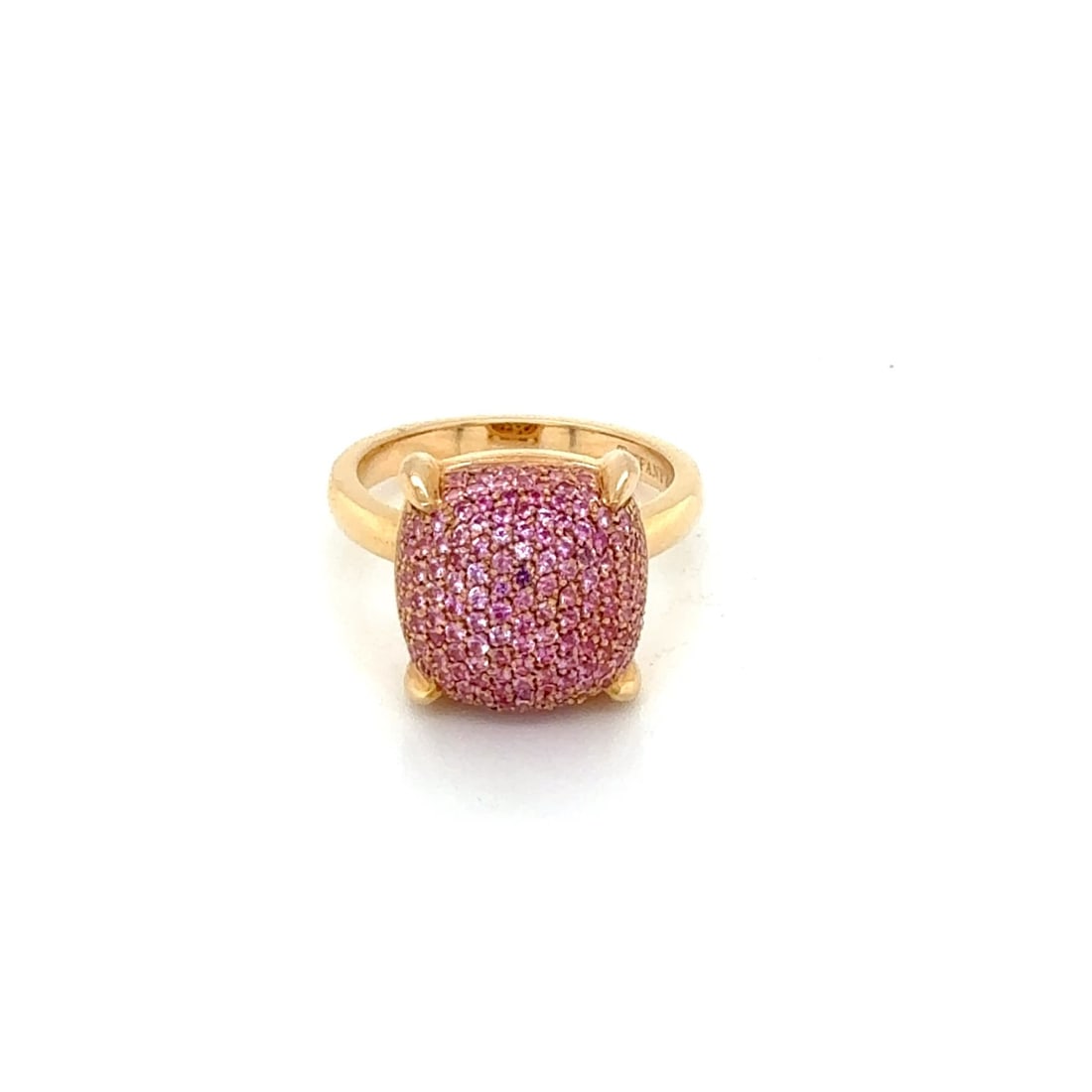 Tiffany & Co. Paloma Picasso Sugar Stacks Ring 18k Rose Gold Pink Sapphire 7: Tiffany & Co. Paloma Picasso Sugar Stacks Ring 18k Rose Gold Pink Sapphire 7 Paloma Picasso Sugar Stacks ring by Tiffany & Co., crafted in 18k rose gold and set with natural pink sapphires. This cushi