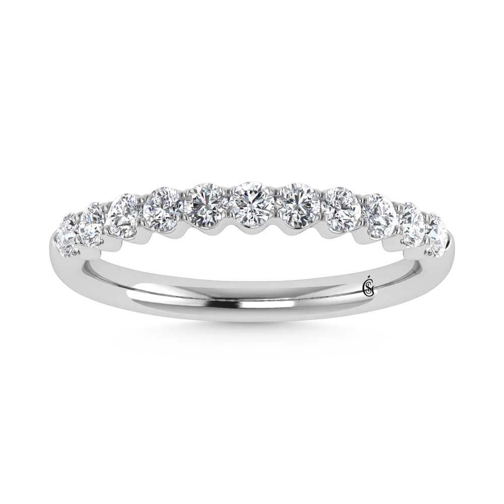 14K White Gold Lab Grown Diamond 1/2 Ct.Tw. Band: 14K White Gold Lab Grown Diamond 1/2 Ct.Tw. Band Featuring 1/2 Ct. of stunning lab-grown diamonds, the 14K White Gold Lab Grown Diamond Band offers a balance of sophistication and sustainability. The 