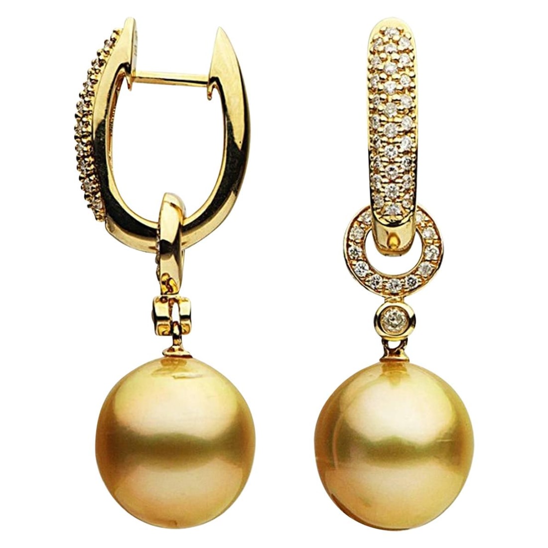 Harbor Diamonds 18KT Golden South Sea Pearl Diamond Drop Hoop Earrings 0.53ct: Harbor Diamonds 18KT Golden South Sea Pearl Diamond Drop Hoop Earrings 0.53ct Elevate your elegance with these exquisite Day & Night Golden South Sea Pearl Diamond Drop Hoop Earrings, crafted from lux
