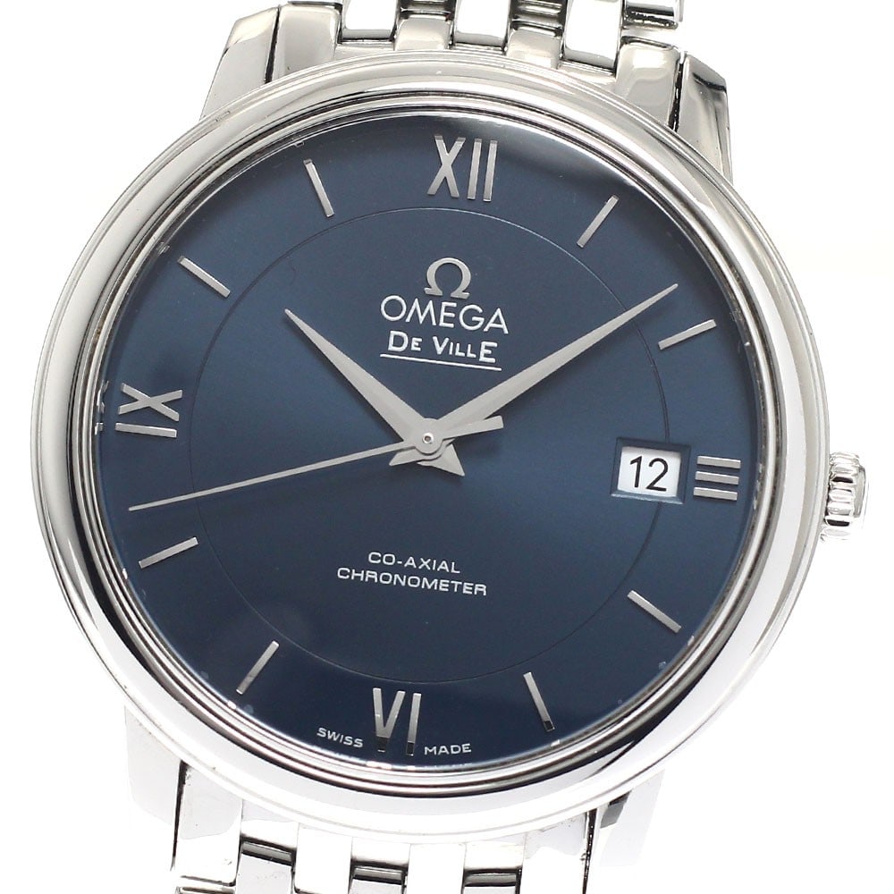 OMEGA De Ville Prestige 424.10.37.20.03.001 Mens Date Automatic Watch: OMEGA De Ville Prestige 424.10.37.20.03.001 Mens Date Automatic Watch Pre-owned OMEGA De Ville Prestige wristwatch with automatic movement and date function. This men's watch features a navy dial and 