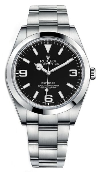 Rolex 214270 Explorer I mens watch black dial Oyster bracelet card: Rolex 214270 Explorer I mens watch black dial Oyster bracelet card Rolex Explorer I men's watch with a black dial and smooth bezel on an Oyster bracelet. Reference number 214270. Includes card and has