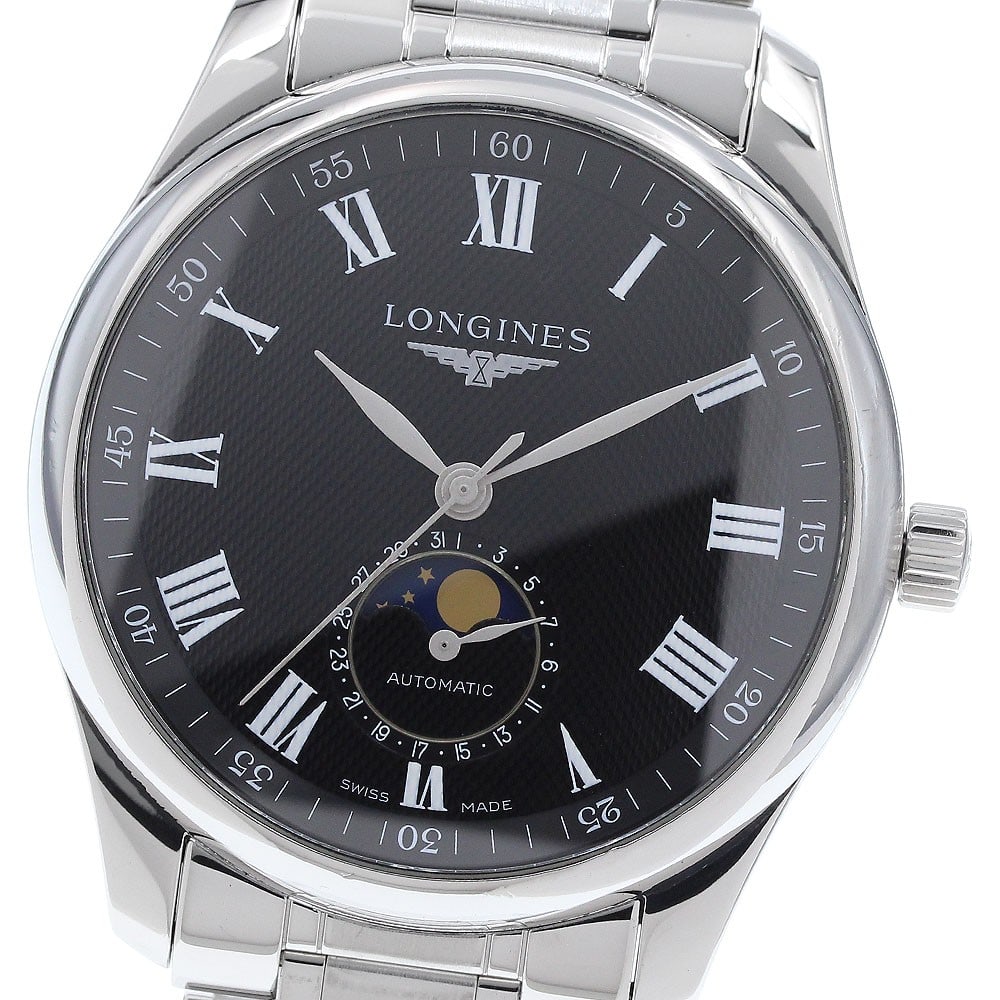 Longines Master Collection mens automatic watch ref L2.909.4 date moon phase: Longines Master Collection mens automatic watch ref L2.909.4 date moon phase Pre-owned Longines Master Collection men's wristwatch with automatic movement and black dial. This watch features date and 