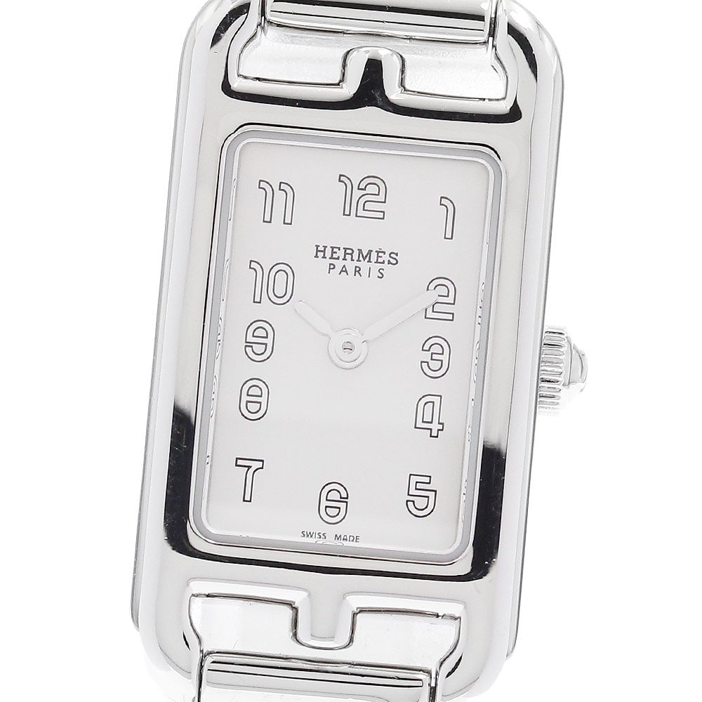 Hermes Nantucket NA2.110 womens quartz stainless steel wristwatch: Hermes Nantucket NA2.110 womens quartz stainless steel wristwatch HERMES Nantucket women's wristwatch, model NA2.110, with a stainless steel case and stainless steel bracelet. It features a silver dia