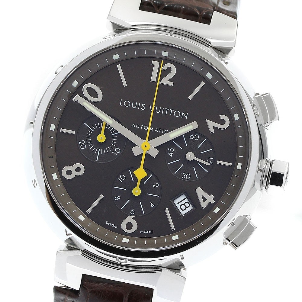 Louis Vuitton Tambour Q1121 mens automatic chronograph date watch: Louis Vuitton Tambour Q1121 mens automatic chronograph date watch Pre-owned Louis Vuitton Tambour men's wristwatch with automatic movement and chronograph functionality. This reference Q1121 features 