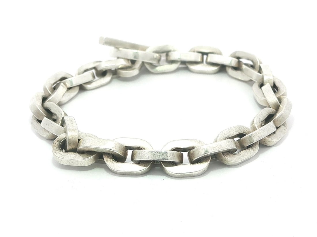 Sterling Silver Open Oval Link Bracelet with Toggle Clasp by M Cohen (1 of 5)