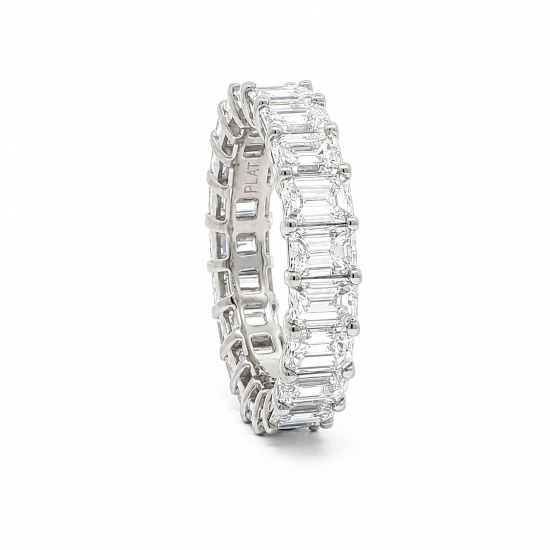 Platinum Diamond Eternity Band 4.2ctw Emerald Cut Ring Size 5.5 (1 of 9)