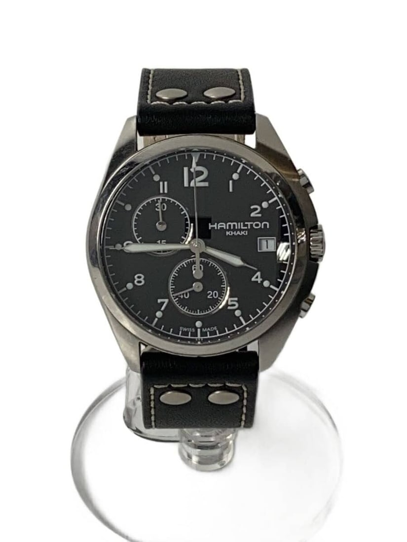 Hamilton Khaki Aviation H765120 Quartz Chronograph Black Leather Men's Watch: Hamilton Khaki Aviation H765120 Quartz Chronograph Black Leather Men's Watch This Hamilton H765120 Khaki Aviation Chronograph is a men's quartz wristwatch featuring a black dial and a leather band. Th