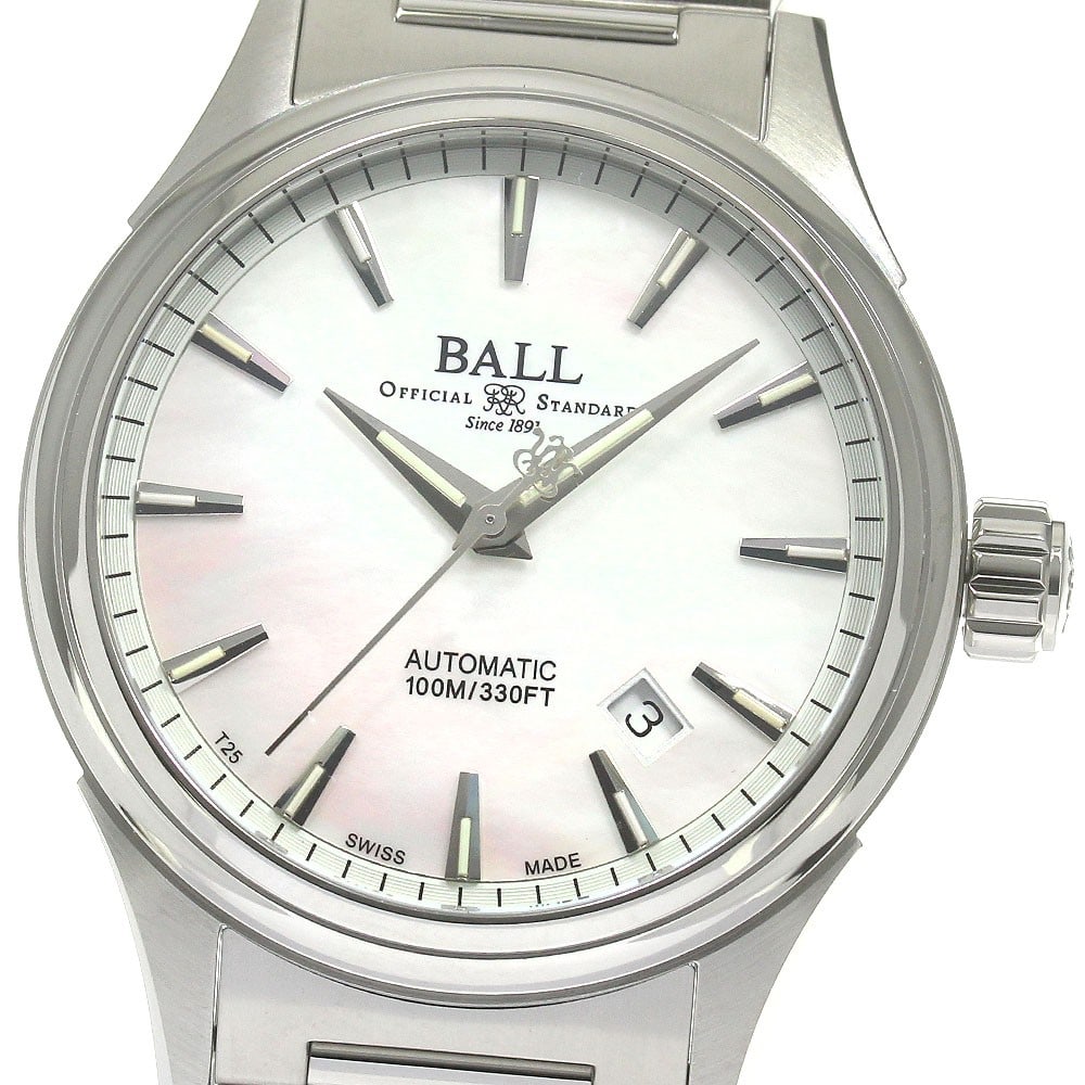 BALLWATCH Stokeman Victory Date Men's Automatic Watch NM2098C-S26J-WHR: BALLWATCH Stokeman Victory Date Men's Automatic Watch NM2098C-S26J-WHR BALLWATCH Stokeman Victory Date men's wristwatch with a white shell dial, automatic movement, and date function. It features a st