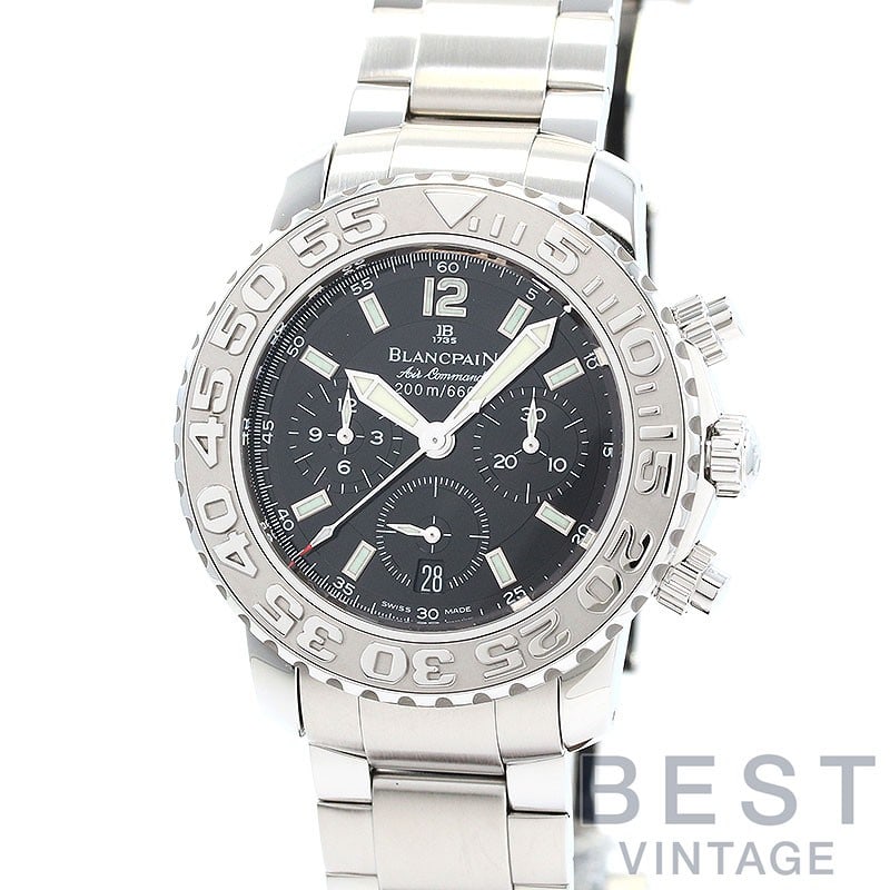 Blancpain Air Command Trilogy stainless steel chronograph watch 2285F-1130-71: Blancpain Air Command Trilogy stainless steel chronograph watch 2285F-1130-71 This Blancpain Trilogy Collection Air Command wristwatch is a distinguished timepiece from the late 1990s, designed as par