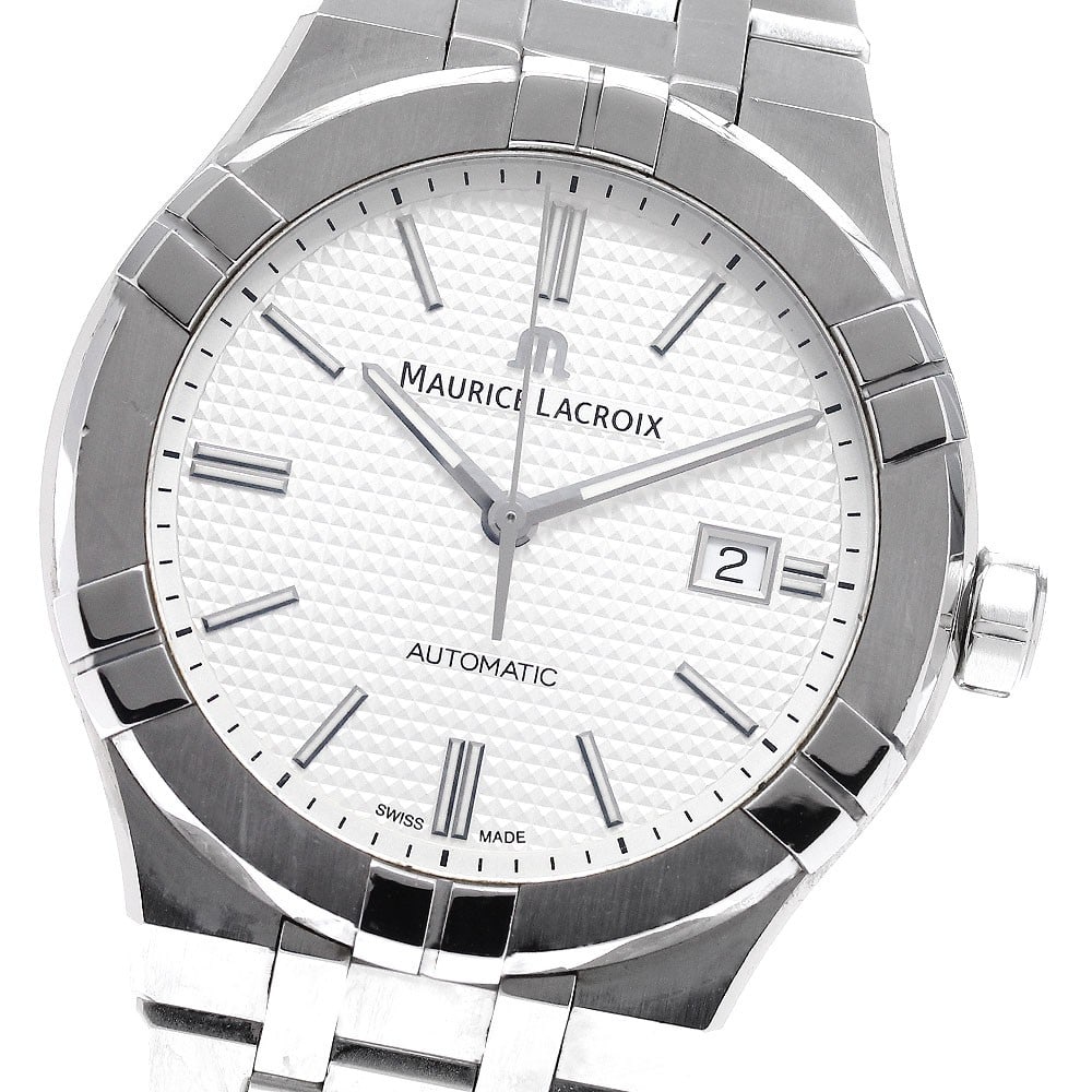 Maurice Lacroix Icon Date Automatic Mens Stainless Steel Watch AI6008-SS002-130-1: Maurice Lacroix Icon Date Automatic Mens Stainless Steel Watch AI6008-SS002-130-1 Maurice Lacroix Icon men's wristwatch, pre-owned and Swiss-made, with an automatic movement and date function. It feat