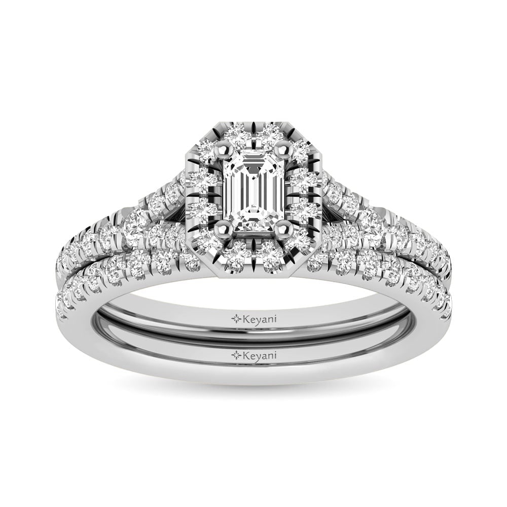 14KT White Gold 1Ct.Tw. Diamond keyani Bridal Ring: 14KT White Gold 1Ct.Tw. Diamond keyani Bridal Ring 14k White Gold Stone Color: Gh Stone Clarity: Si2 Each ring is presented in standard size 6.5. Complimentary resizing is available between sizes 510 