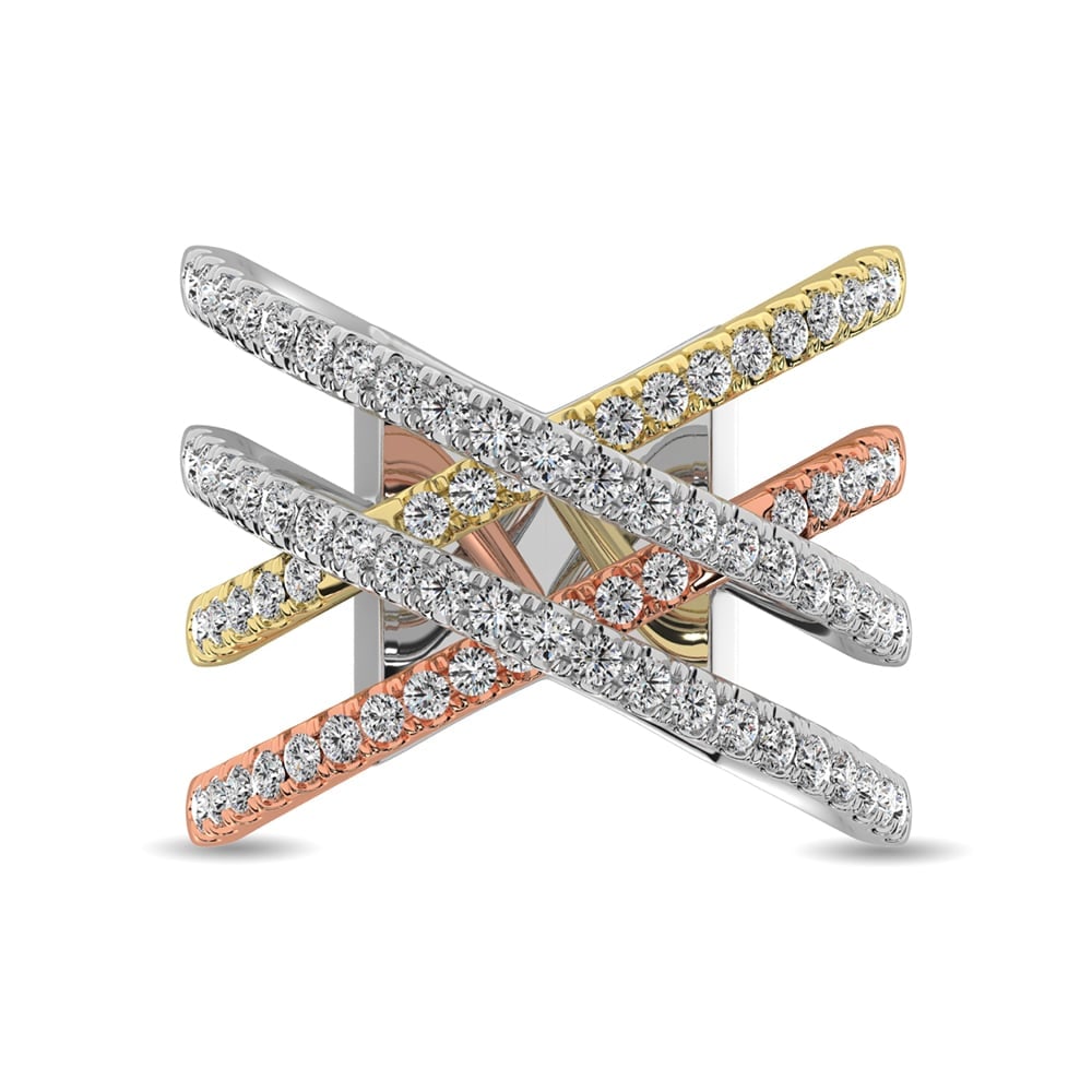 Diamond 1 Ct.tw Fashion Ring in 14K Three Tone Gold: Diamond 1 Ct.tw Fashion Ring in 14K Three Tone Gold Diamond 1 Ct.Tw. Fashion Ring in 14K Three Tone Gold 14k Three Tone Gold Stone Color: G-h Stone Clarity: I1 Each ring is presented in standard size 