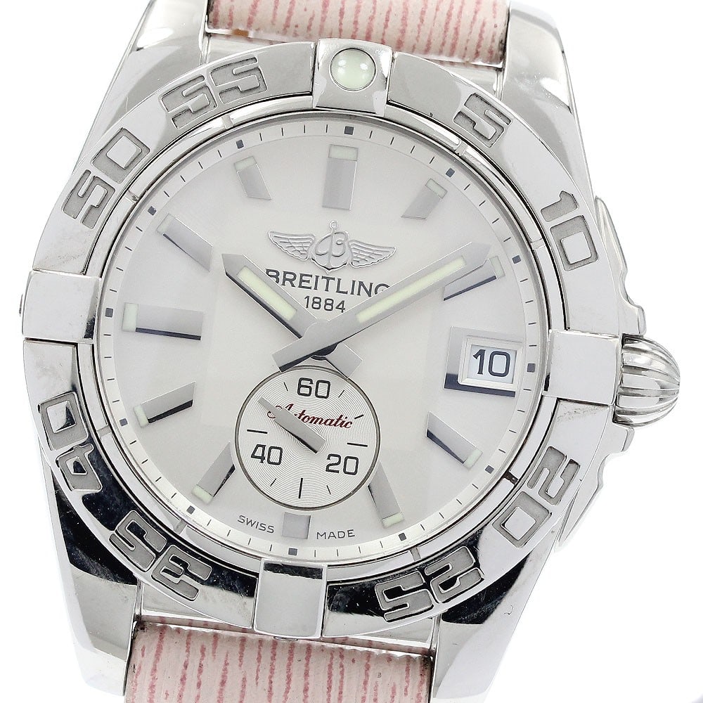 Breitling Galactic 36 A37330 Womens Automatic Date Watch: Breitling Galactic 36 A37330 Womens Automatic Date Watch Pre-owned Breitling Galactic 36 women's wristwatch with automatic movement, date display, and small seconds. This watch features a white dial i