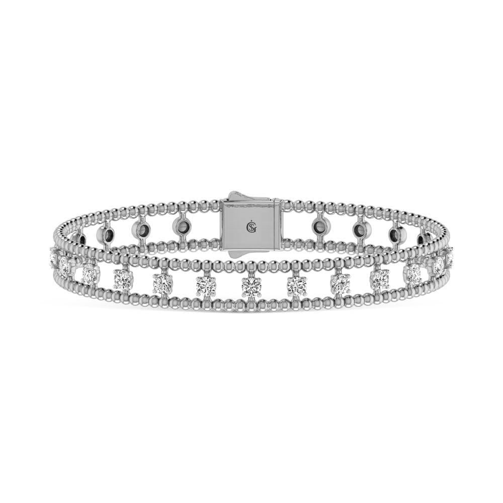 14K White Gold Lab Grown Yellow and White Diamond 1 1/3 Ct.Tw Flexi Bangle: 14K White Gold Lab Grown Yellow and White Diamond 1 1/3 Ct.Tw Flexi Bangle Crafted in 14K White Gold, this flexi bangle showcases lab grown yellow and white diamonds totaling 1 1/3 Ct.Tw., delivering 