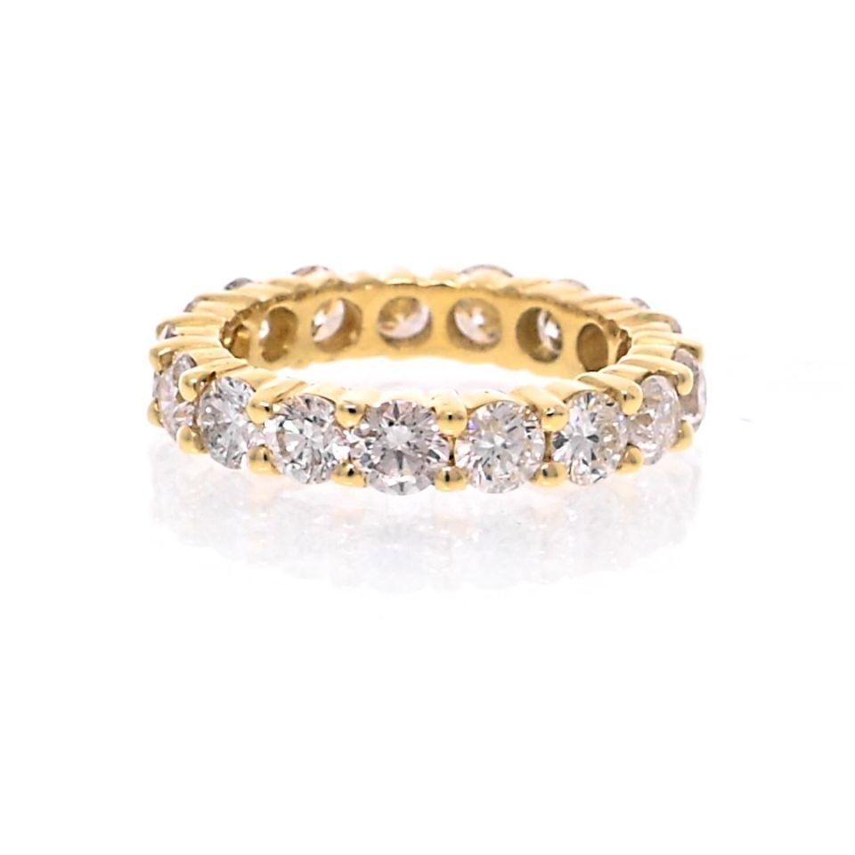 18K Yellow Gold Eternity Ring 3.7ct Round Diamonds (1 of 5)