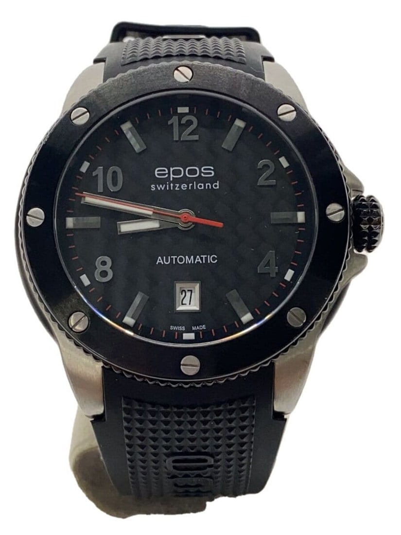 EPOS Men's Black Rubber Wristwatch with Vintage Touch (1 of 6)