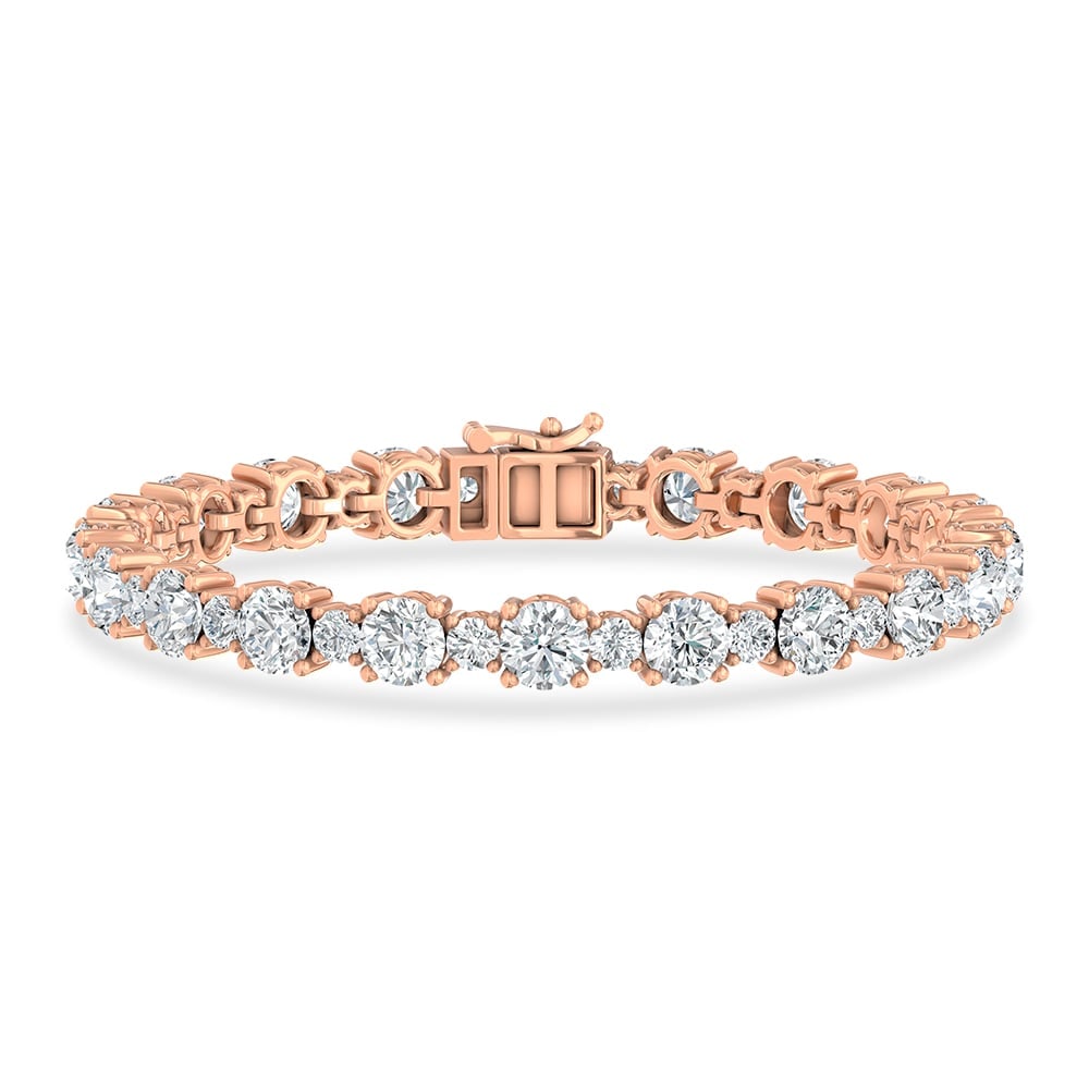 14K Rose Gold Lab Grown Diamond 12 1/4 Ct.Tw. Fancy Bracelet: 14K Rose Gold Lab Grown Diamond 12 1/4 Ct.Tw. Fancy Bracelet Designed in polished 14K Rose Gold, this fashion bracelet features lab grown diamonds totaling 12 1/4 Ct.Tw., offering refined elegance and