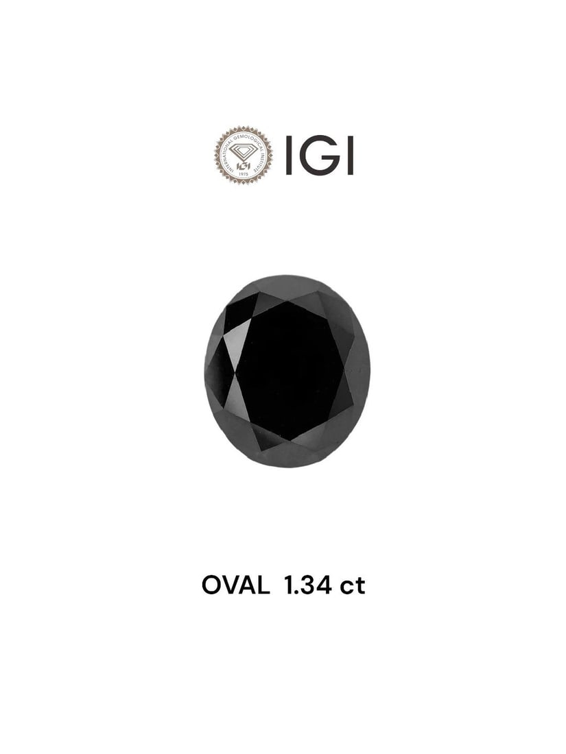 Loose Diamond - OVAL 1.34ct Black: Loose Diamond - OVAL 1.34ct Black Source: Natural Shape: OVAL Carats: 1.34 Color: Black Certification: IGI Video: