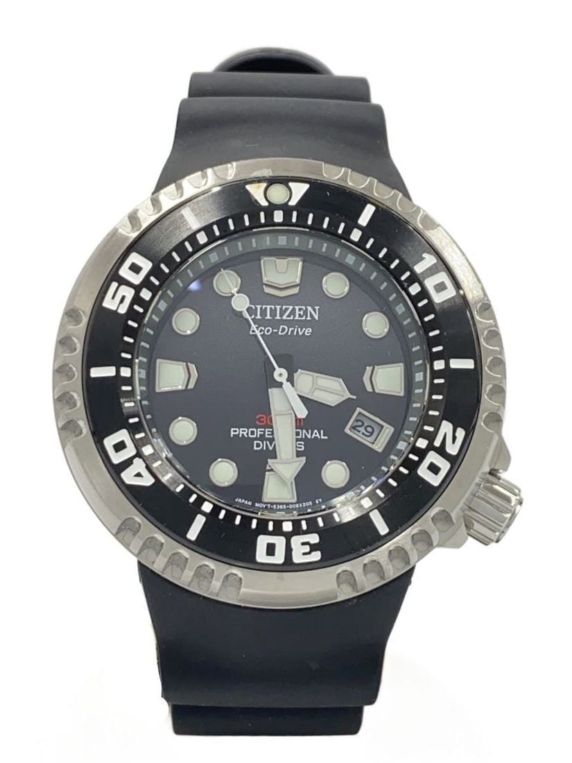 Citizen Eco-Drive Promaster Marine mens wristwatch black rubber: Citizen Eco-Drive Promaster Marine mens wristwatch black rubber Pre-owned CITIZEN Promaster Marine Series men's wristwatch with Eco-Drive movement. This black watch features a rubber strap and is pres