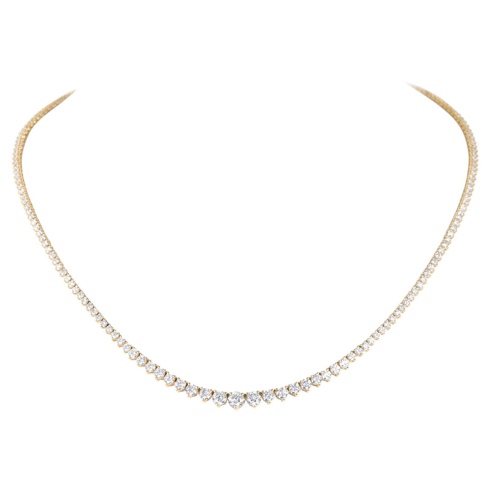 5.82ct Diamond Riviera Necklace in Yellow Gold: 5.82ct Diamond Riviera Necklace in Yellow Gold This exquisite 5.82ct Diamond Tennis Riviera Necklace is crafted in luxurious 14k Yellow Gold, showcasing a stunning array of diamonds. The necklace feat