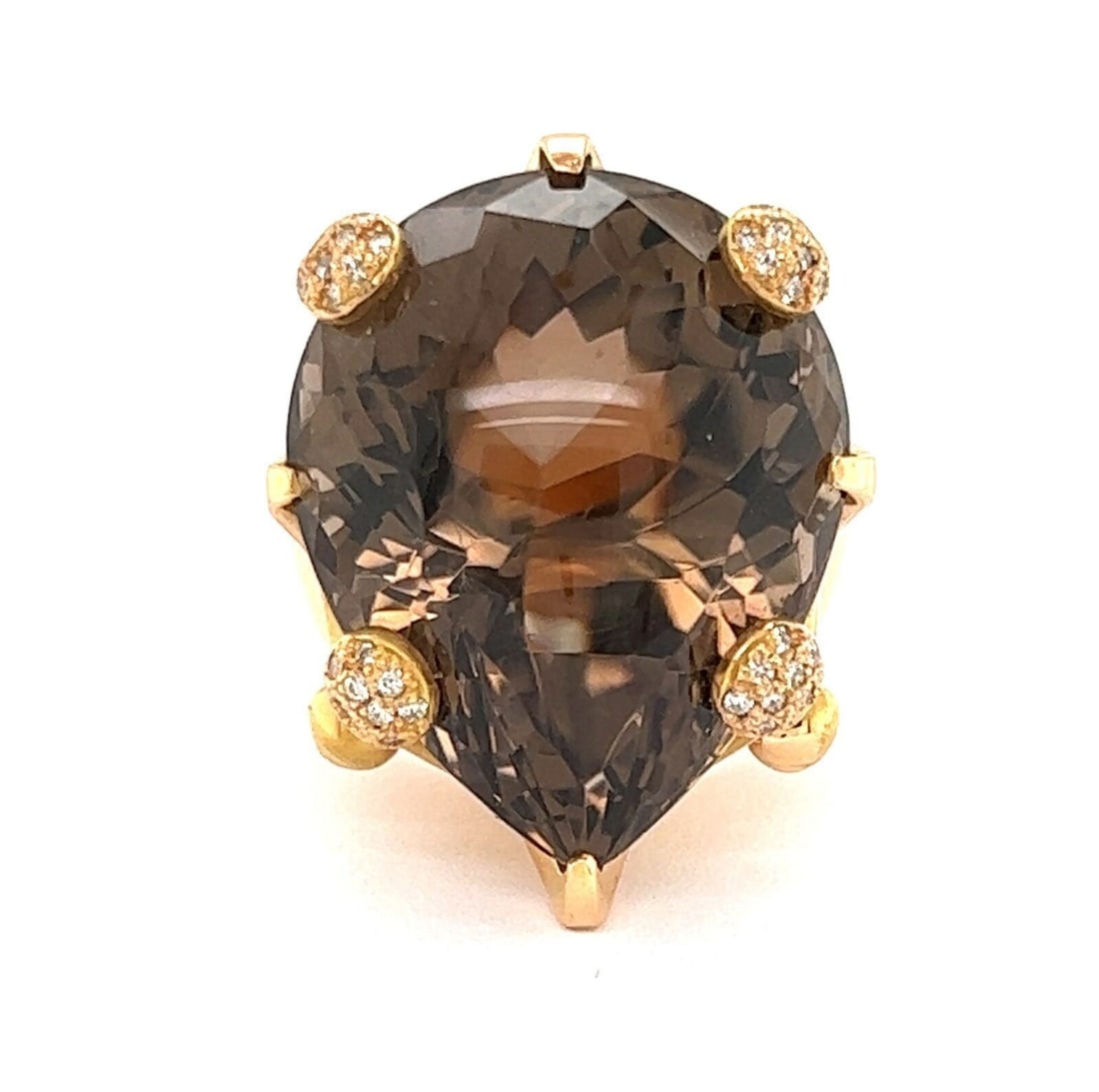 Pasquale Bruni High Crown Ring 18k Rose Gold Smoky Topaz Diamond Size 8 (1 of 6)